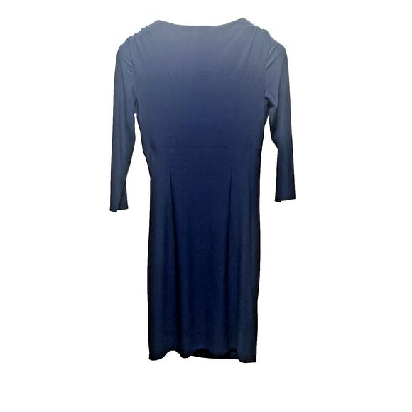 Lauren Ralph Lauren Women’s Navy Ruched Stretch Dress Size 8 3/4 Knee Length - Picture 1 of 9